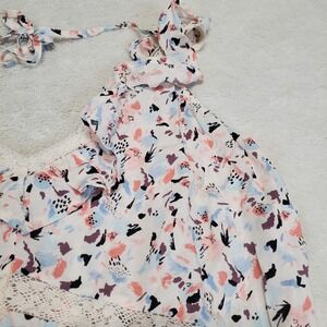 Torrid Pink Print V Neck Lace Sleeveless Top Blouse 2X 2 Artsy Retro Boho Casual